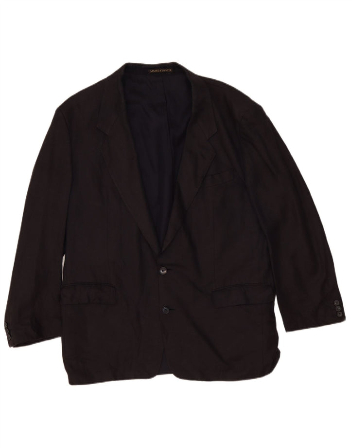Giacca blazer a 2 bottoni da uomo Marks & Spencer UK 44 XL Lino nero classico