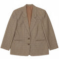 Giacca blazer vintage da donna a 2 bottoni IT 46 grande lana a quadretti kaki