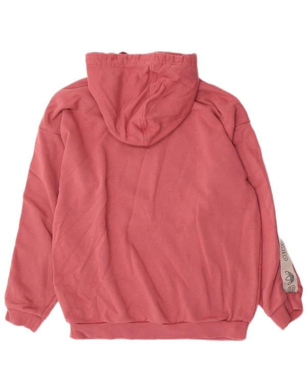 Felpa con cappuccio grafica da donna Adidas UK 14 cotone color block rosa medio