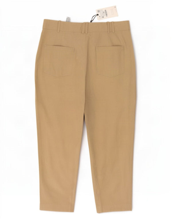 Pantaloni corti con pegging a vita alta da donna Zara XL W32 L25 viscosa beige