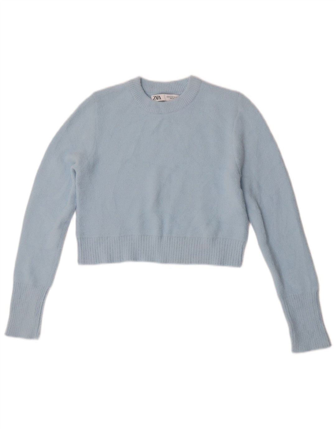Maglione corto girocollo da donna Zara UK 12 Nylon blu medio