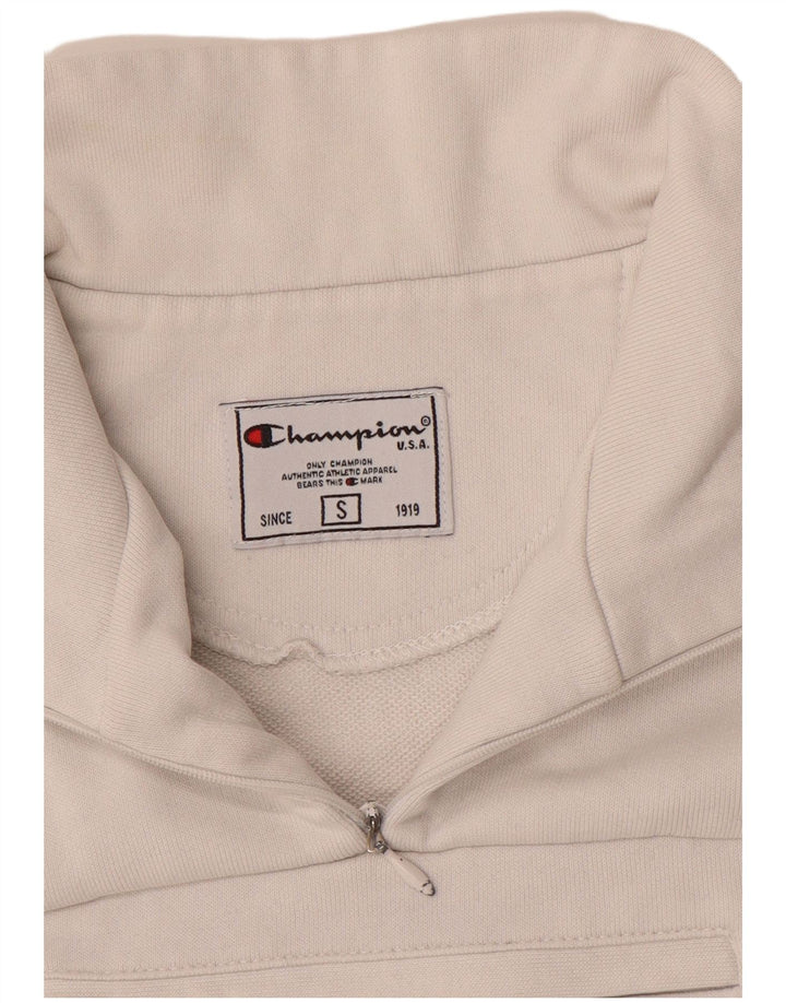 Felpa Champion da donna con zip e collo, maglione, UK 10, piccola, bianca