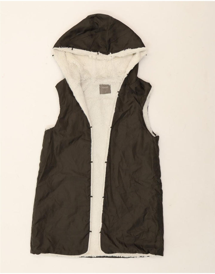 Gilet foderato con cappuccio lungo da donna Oasis UK 14 Verde medio Poliammide