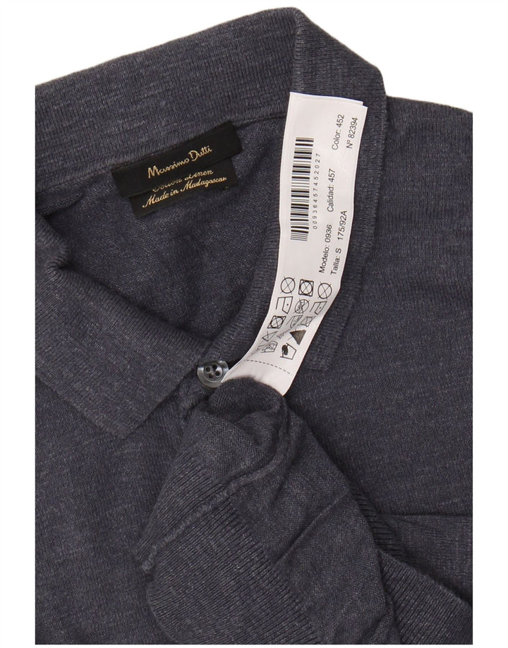 MASSIMO DUTTI Maglione da uomo a maniche corte con collo alto piccolo blu navy