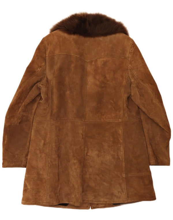 Cappotto vintage in shearling da uomo UK 38 in pelle beige medio