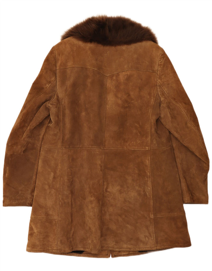 Cappotto vintage in shearling da uomo UK 38 in pelle beige medio