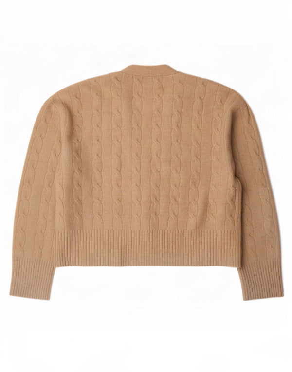 Maglione cardigan oversize da donna Zara UK 10 piccolo poliestere beige
