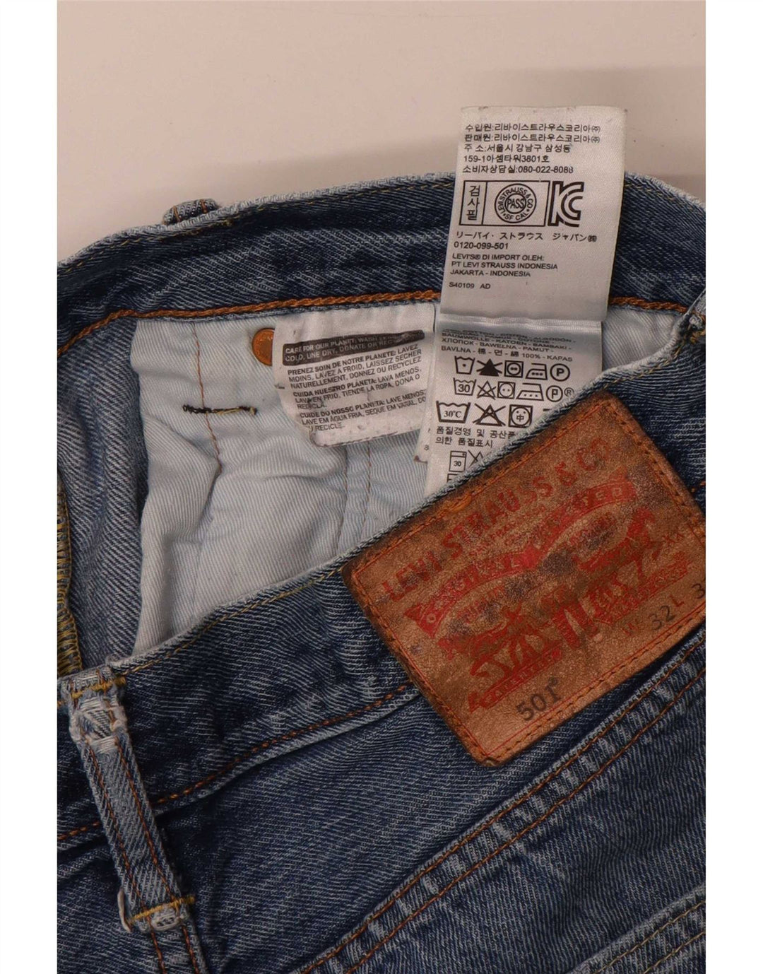 Levi's Uomo 501 Jeans dritti effetto consumato W32 L32 Cotone Blu