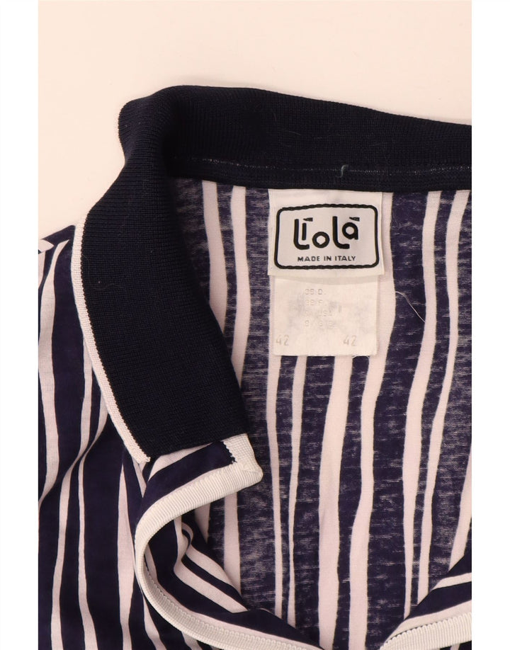 Liola Camicetta corta da donna a maniche corte IT 42 Blu navy medio a righe
