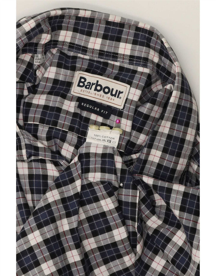 Camicia di flanella da uomo Barbour XL in cotone a quadri blu navy