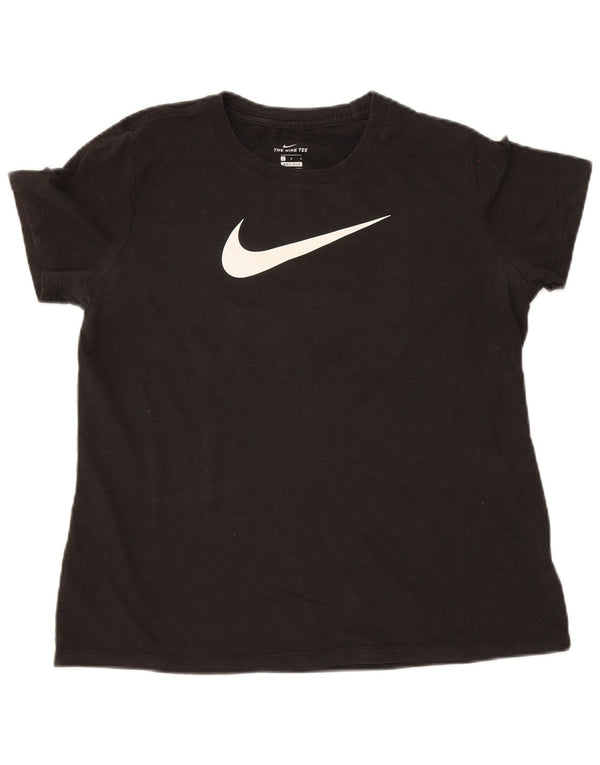 T-shirt grafica Nike Dri Fit da donna, taglia UK 16, grande, nera
