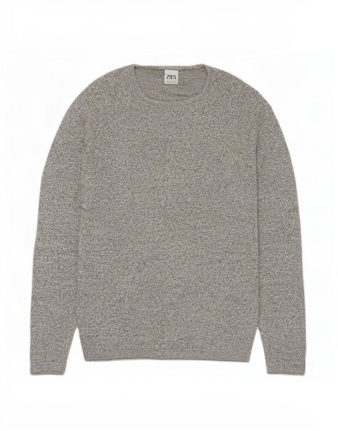Maglione maglione girocollo da uomo Zara grande grigio screziato