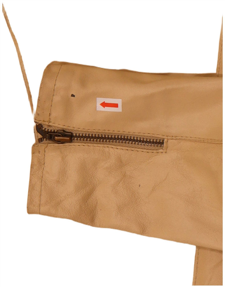 Giacca in pelle da motociclista da donna MOTIVI UK 8 piccola in pelle beige