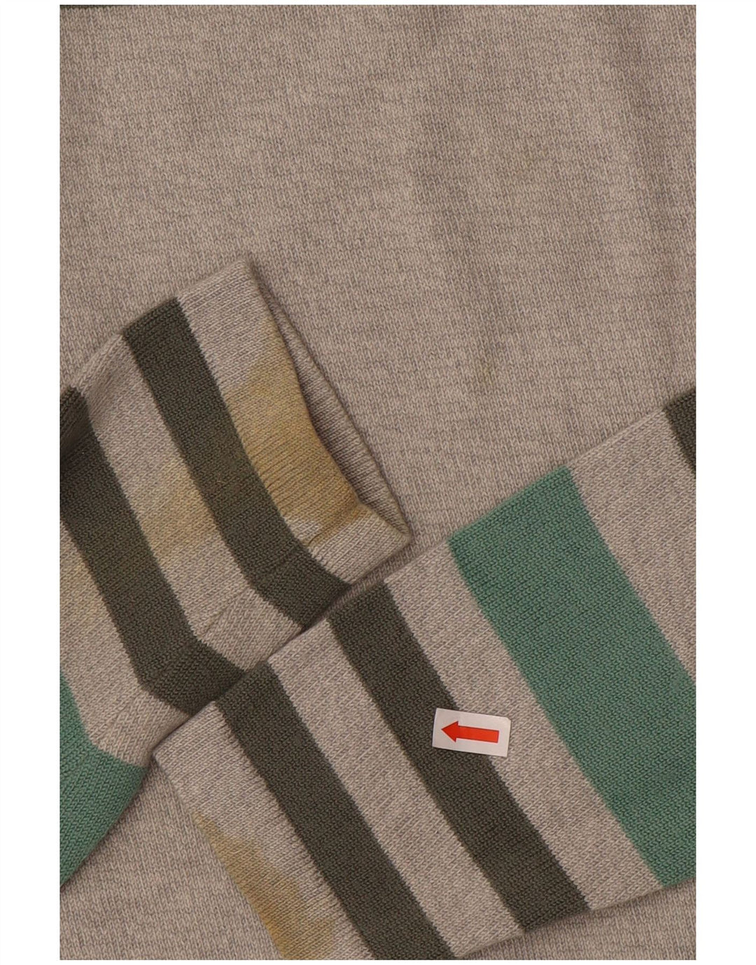 DKNY Mens Crew Neck Jumper Sweater Small Grey Striped Wool