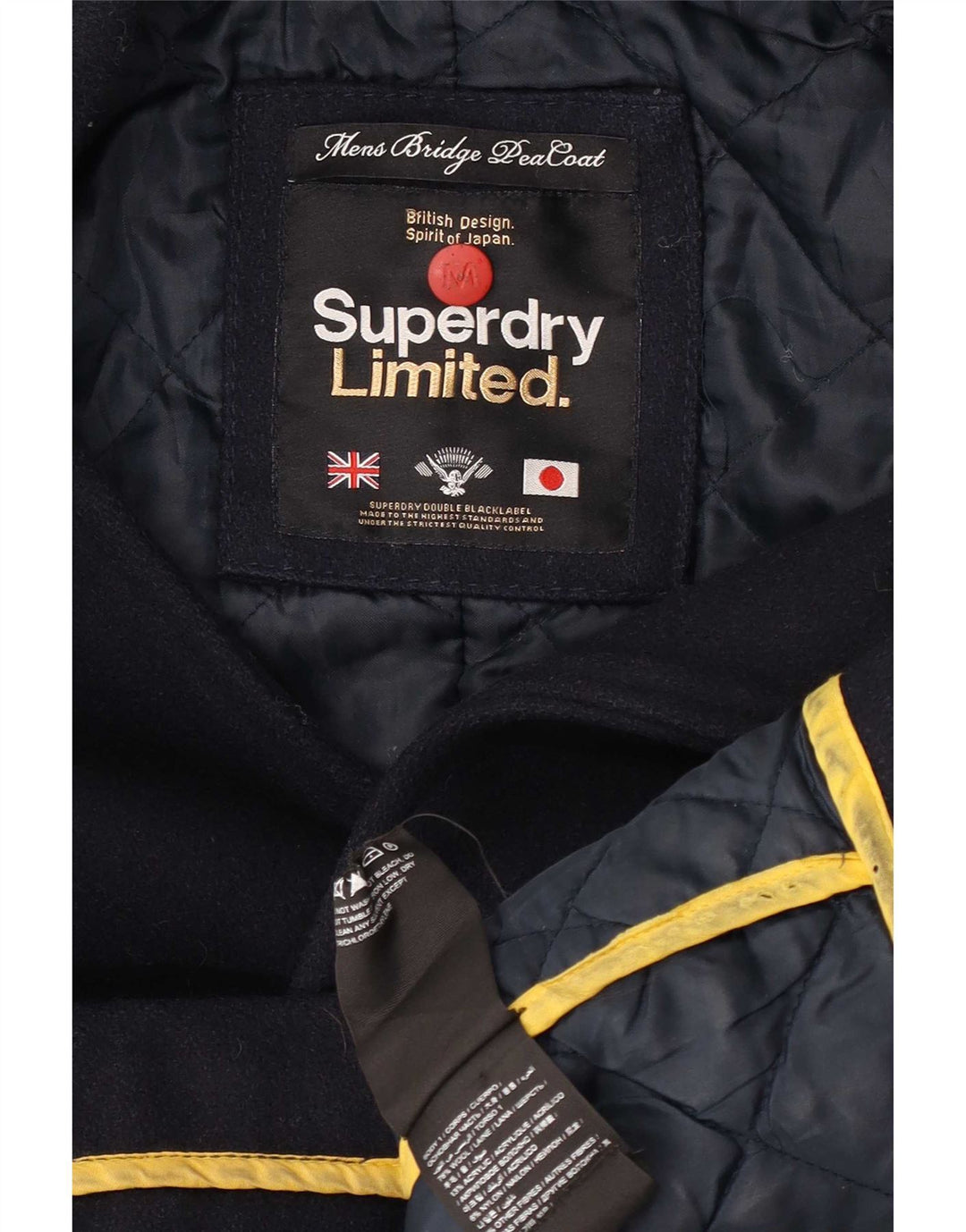 Cappotto da marinaio da uomo Superdry UK 38 medio in lana blu navy