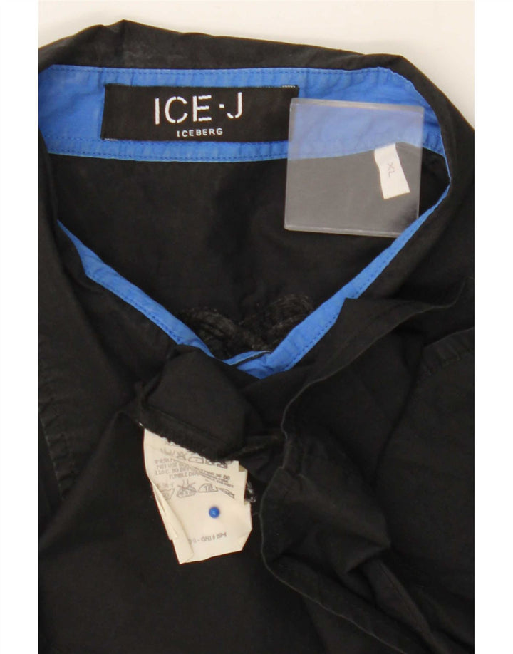 Camicia grafica da uomo Iceberg XL in cotone nero
