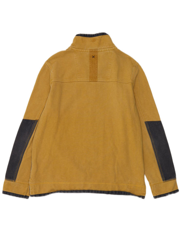 Felpa da uomo con collo con zip Fat Face, maglione, cotone color block giallo medio