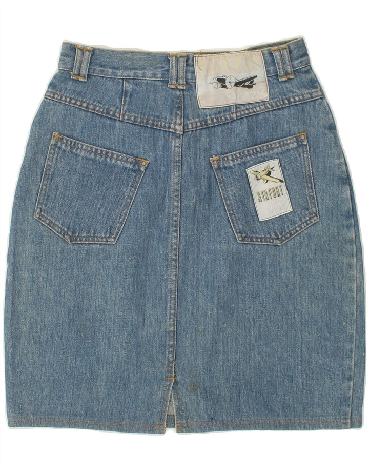 VINTAGE Womens Denim Skirt UK 12 Medium W28 Blue Cotton Vintage Vintage and Second-Hand Vintage from Messina Hembry 