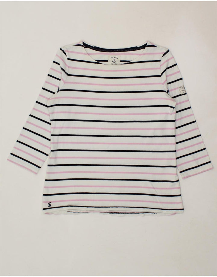 JOULES Womens Top 3/4 Sleeve UK 12 Medium White Striped Cotton Vintage Joules and Second-Hand Joules from Messina Hembry 