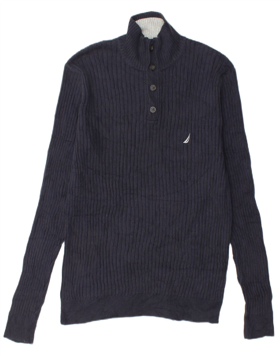 NAUTICA Maglione da uomo con zip e collo grande in cotone blu navy