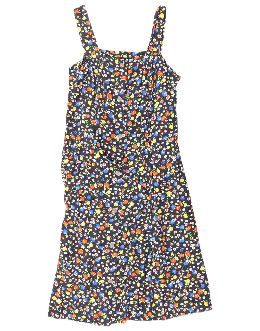 Prendisole vintage da donna UK 12 medio blu navy floreale