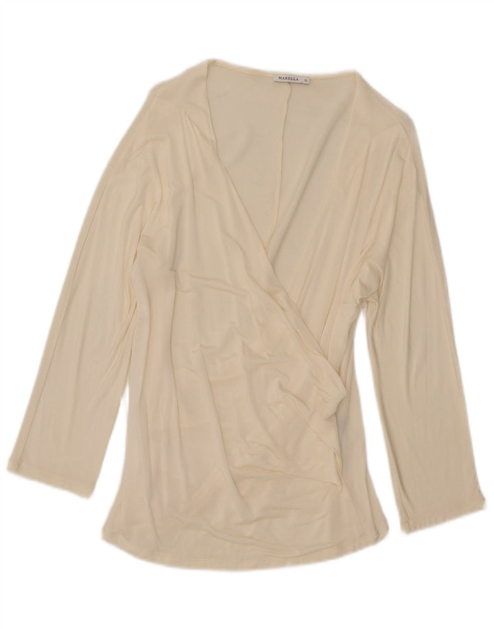Top camicetta da donna con maniche a 3/4 Marella UK 18 XL Bianco