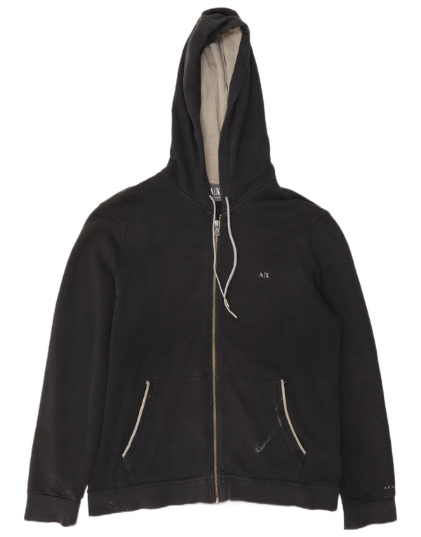 Maglione con cappuccio e zip da uomo Armani grande in cotone nero