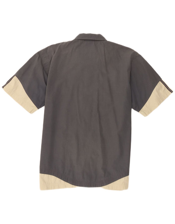 Maglia a maniche corte da uomo Adidas in poliestere color block grigio medio