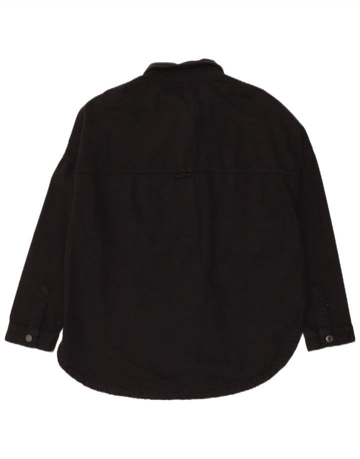 Camicia in denim oversize da donna Zara UK 10 piccola in cotone nero