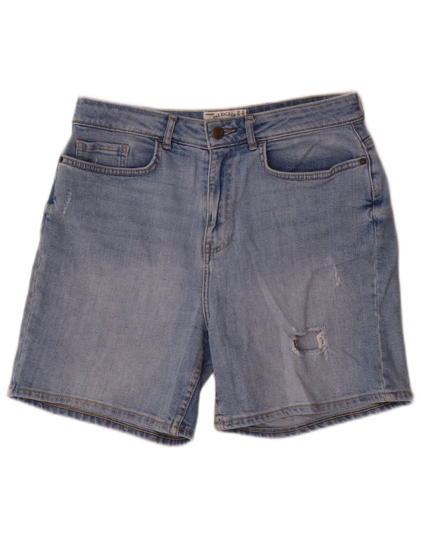 Pantaloncini in denim invecchiato da donna Fat Face UK 12 medio W30 cotone blu