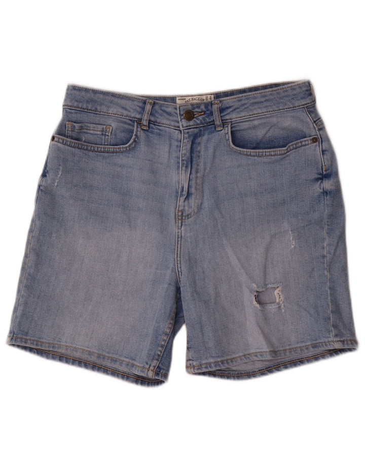 Pantaloncini in denim invecchiato da donna Fat Face UK 12 medio W30 cotone blu