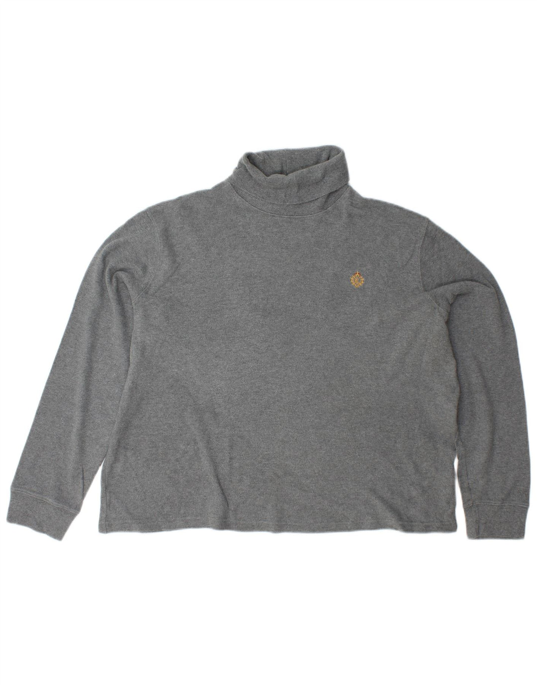 RALPH LAUREN Maglione maglione a collo alto da donna UK 18 XL Cotone grigio