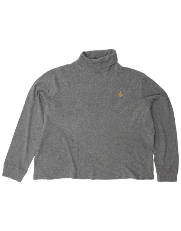 RALPH LAUREN Maglione maglione a collo alto da donna UK 18 XL Cotone grigio
