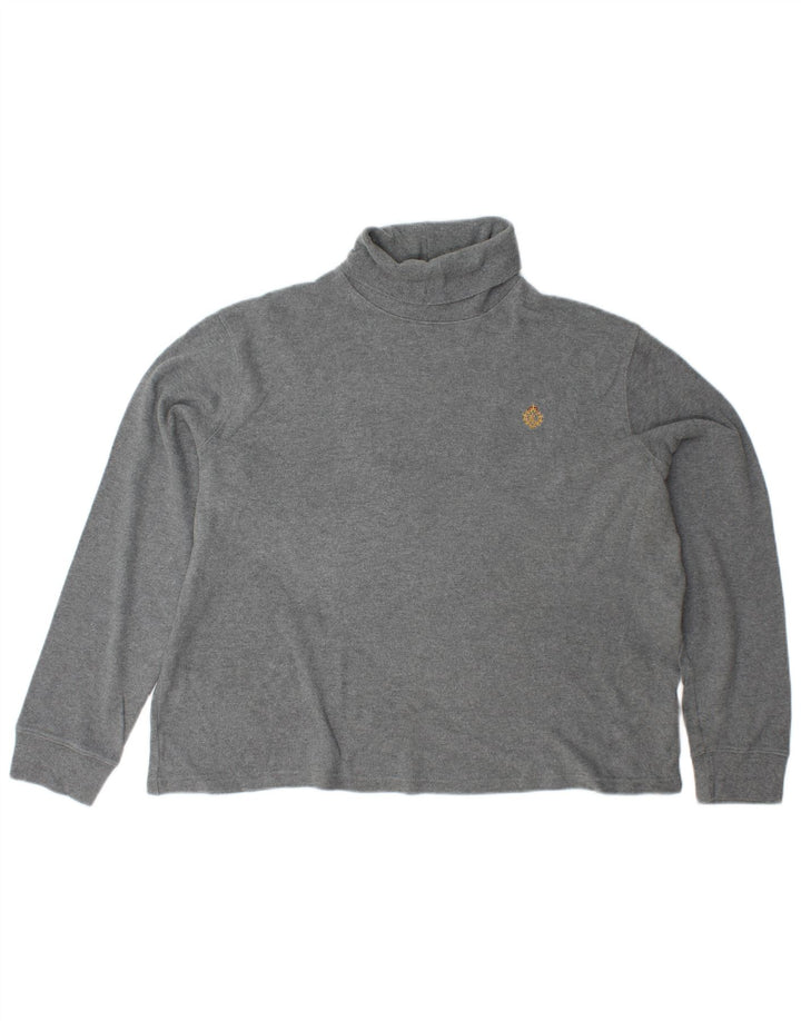 RALPH LAUREN Maglione maglione a collo alto da donna UK 18 XL Cotone grigio