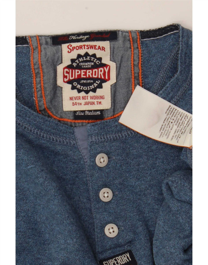 Top da uomo a maniche lunghe Superdry in cotone blu medio