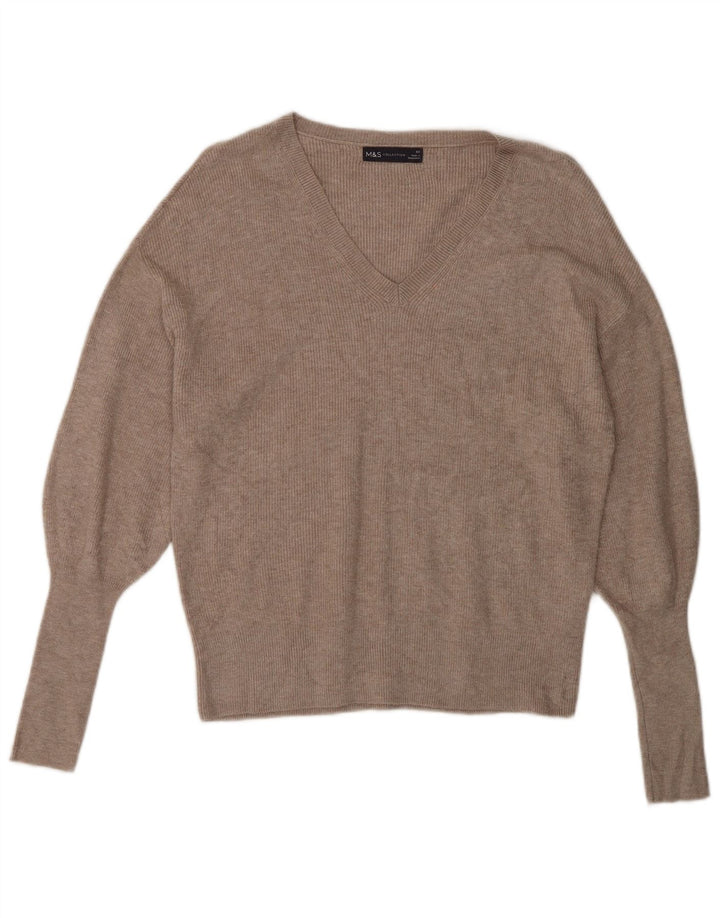 Maglione oversize con scollo a V da donna Marks & Spencer UK 6 XS Beige