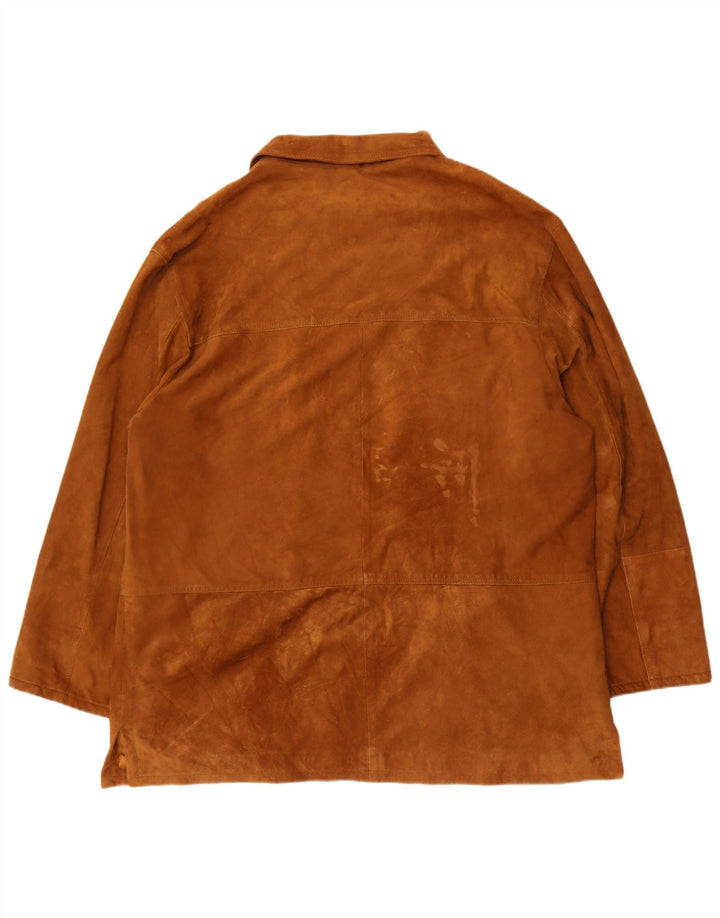 Giacca vintage in pelle scamosciata da uomo taglia 62 4XL in pelle marrone
