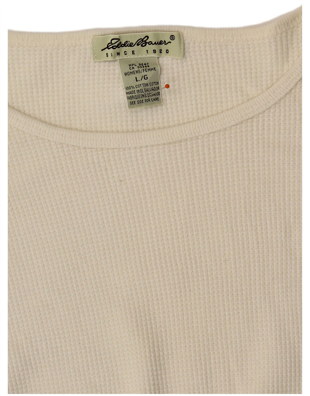 EDDIE BAUER Top da donna a maniche lunghe UK 16 Large in cotone bianco sporco