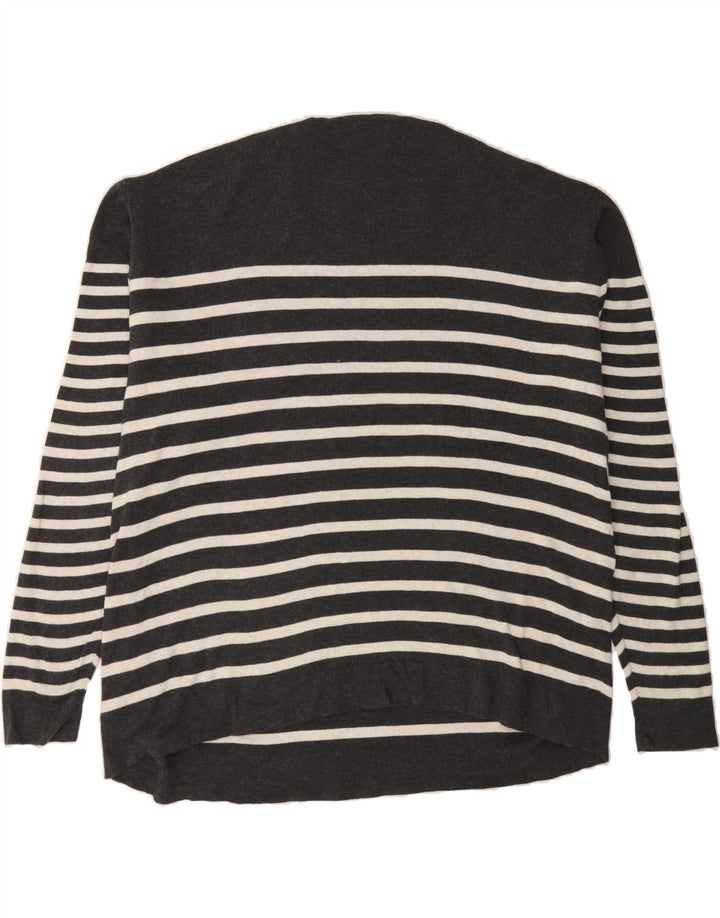 PENGUIN Mens Crew Neck Jumper Sweater XL Grey Striped Cotton Vintage Penguin and Second-Hand Penguin from Messina Hembry 