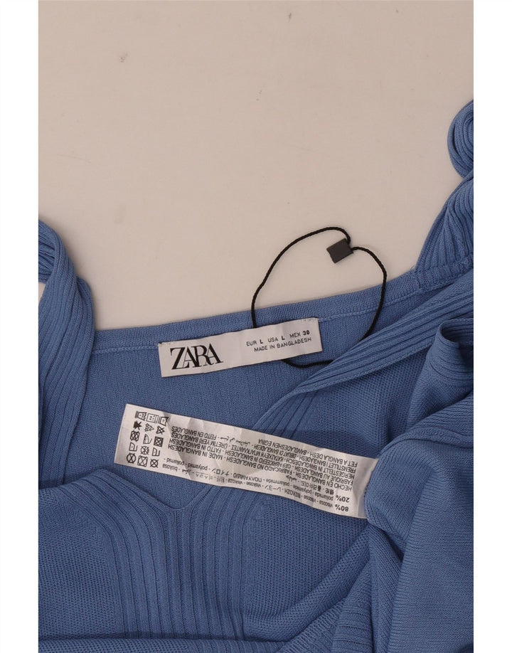 Canotta da donna Zara UK 14 grande in viscosa blu