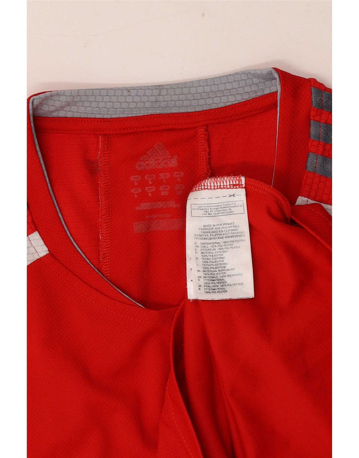 Adidas Uomo Manica Corta Regular T-shirt Top Large Rosso Colorblock