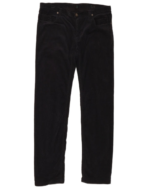 Pantaloni da donna slim in velluto a coste Benetton IT 48 XL W34 L31 Nero Cotone