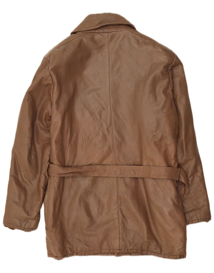 Giacca in pelle vintage da uomo IT 50 grande marrone