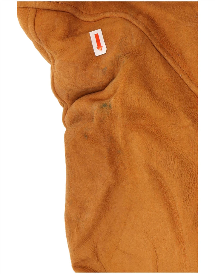 Giubbotto shearling vintage da donna IT 46 grande in pelle marrone