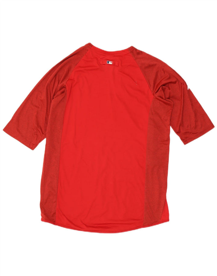 T-shirt da uomo Majestic Top grande sportivo in poliestere rosso