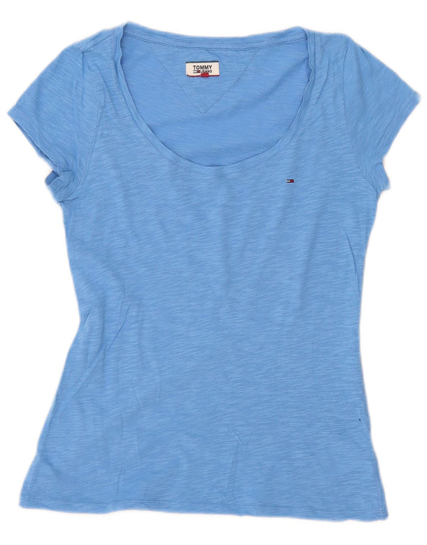 T-shirt da donna Tommy Hilfiger Top UK 10 piccolo cotone chiazzato blu