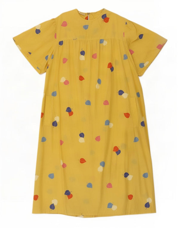 Abito da tenda vintage da donna con motivo astratto UK 12, bohémien giallo medio