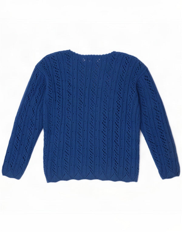Maglione vintage da donna con scollo a barchetta UK 16 grande Blu