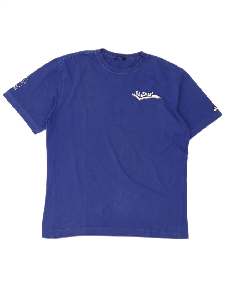 T-shirt grafica da uomo GAS Top grande in cotone blu