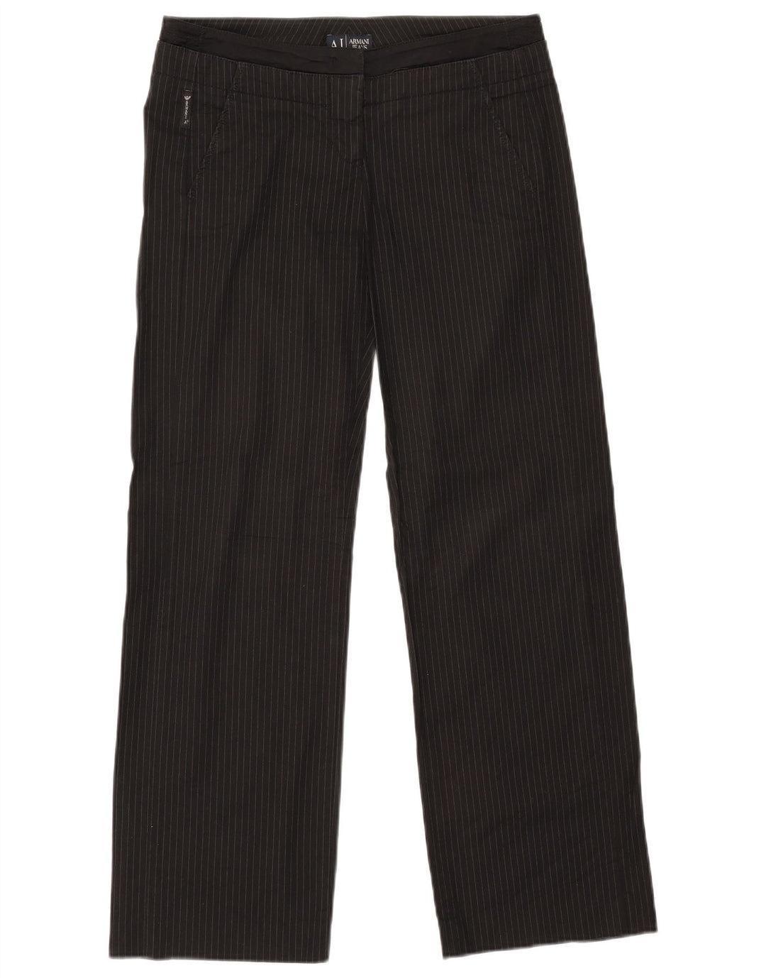 Pantaloni chino dritti da donna ARMANI W32 L30 cotone gessato nero
